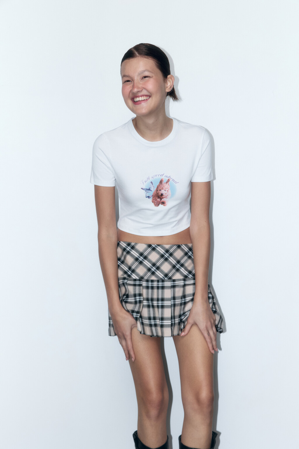 Футболка-топ облегающая с принтом - цвет голубой - 1