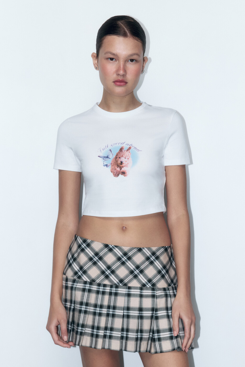 Футболка-топ облегающая с принтом - цвет голубой - 2