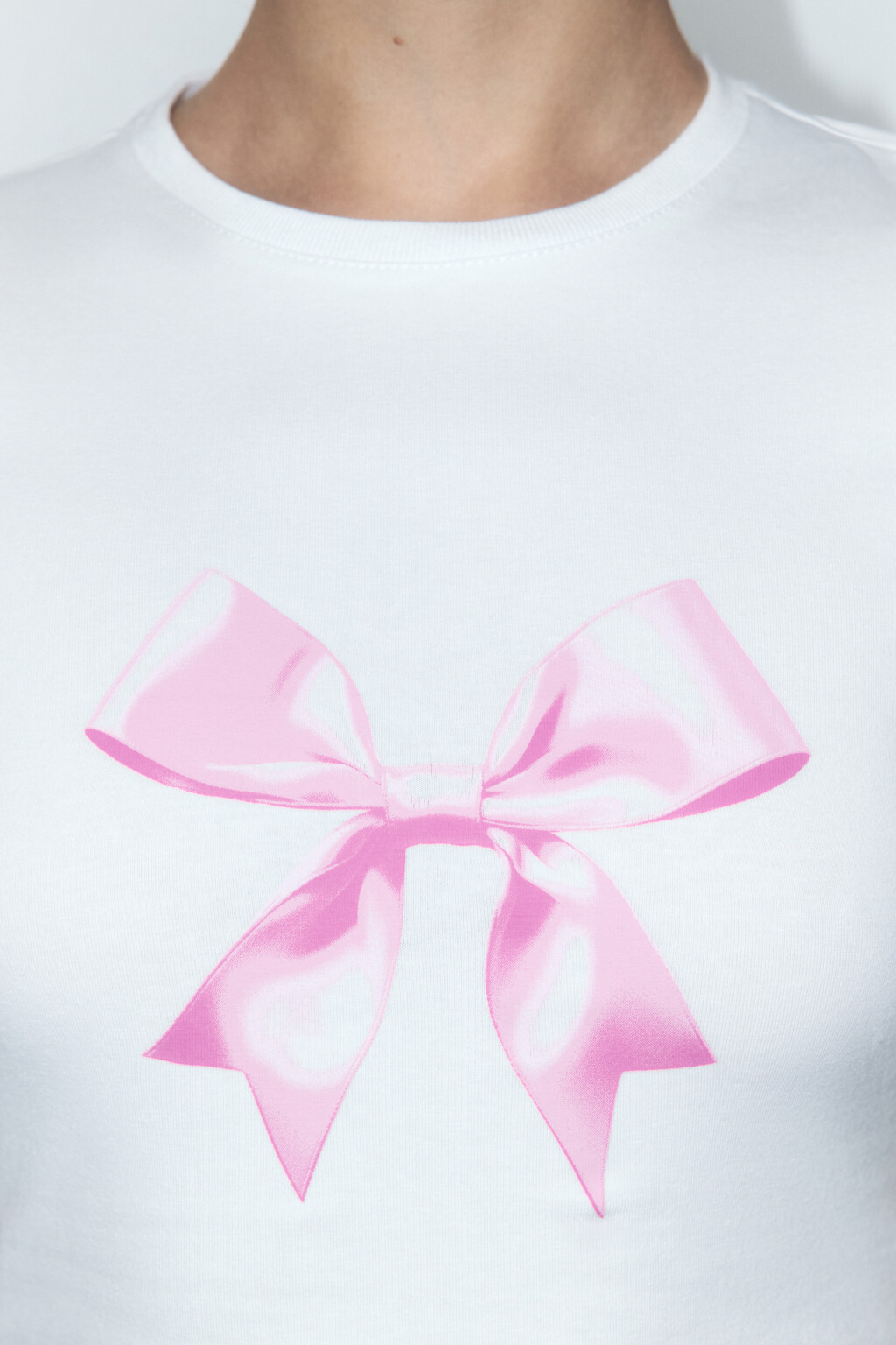 Футболка-топ облегающая с принтом - цвет белый - 1