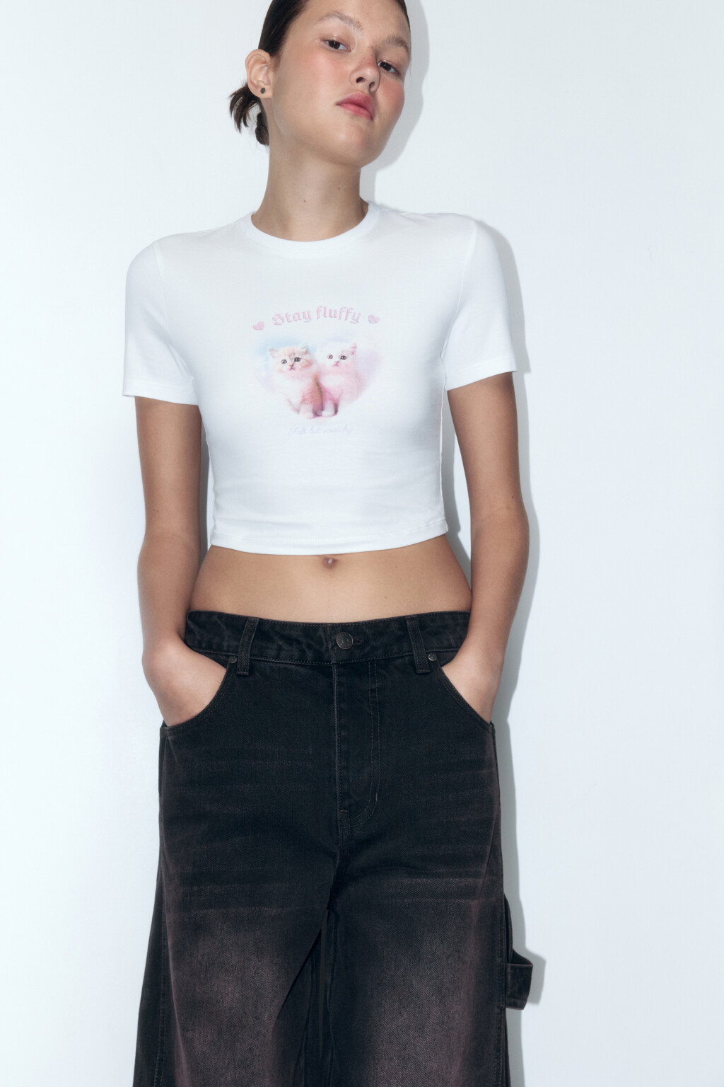 Футболка-топ облегающая с принтом - цвет белый - 4