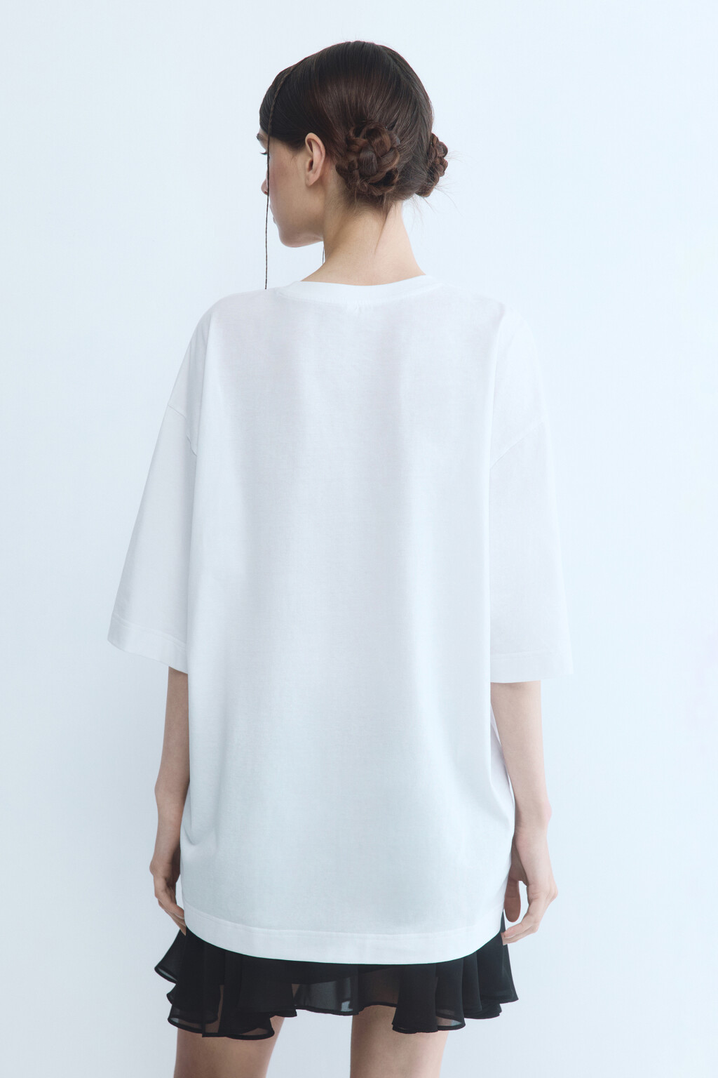 Футболка oversize с принтом и надписями - цвет белый - 5