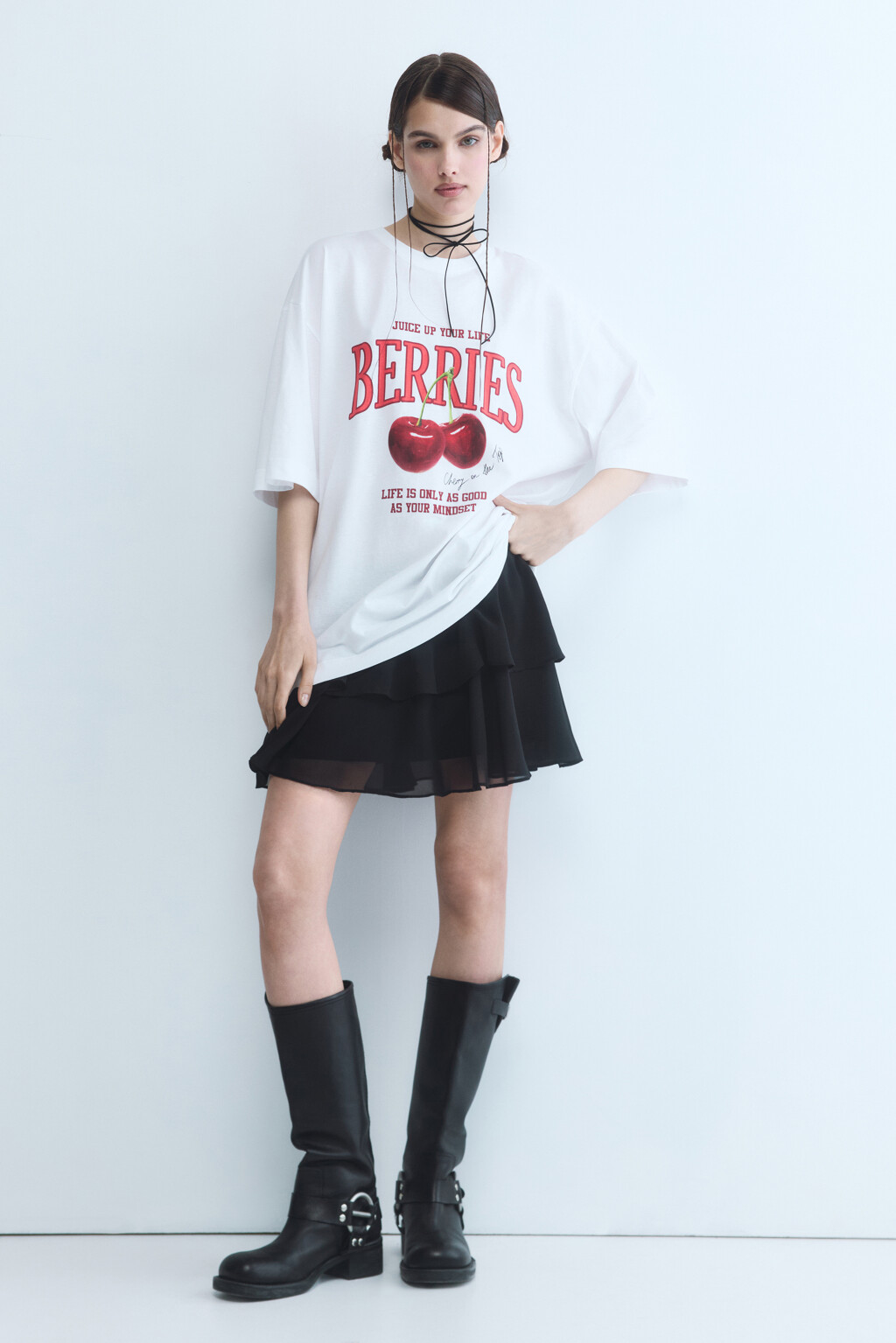 Футболка oversize с принтом и надписями - цвет белый - 6