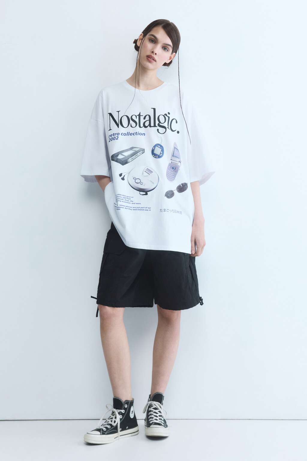 Футболка oversize с принтом в стиле нулевых - цвет белый - 5