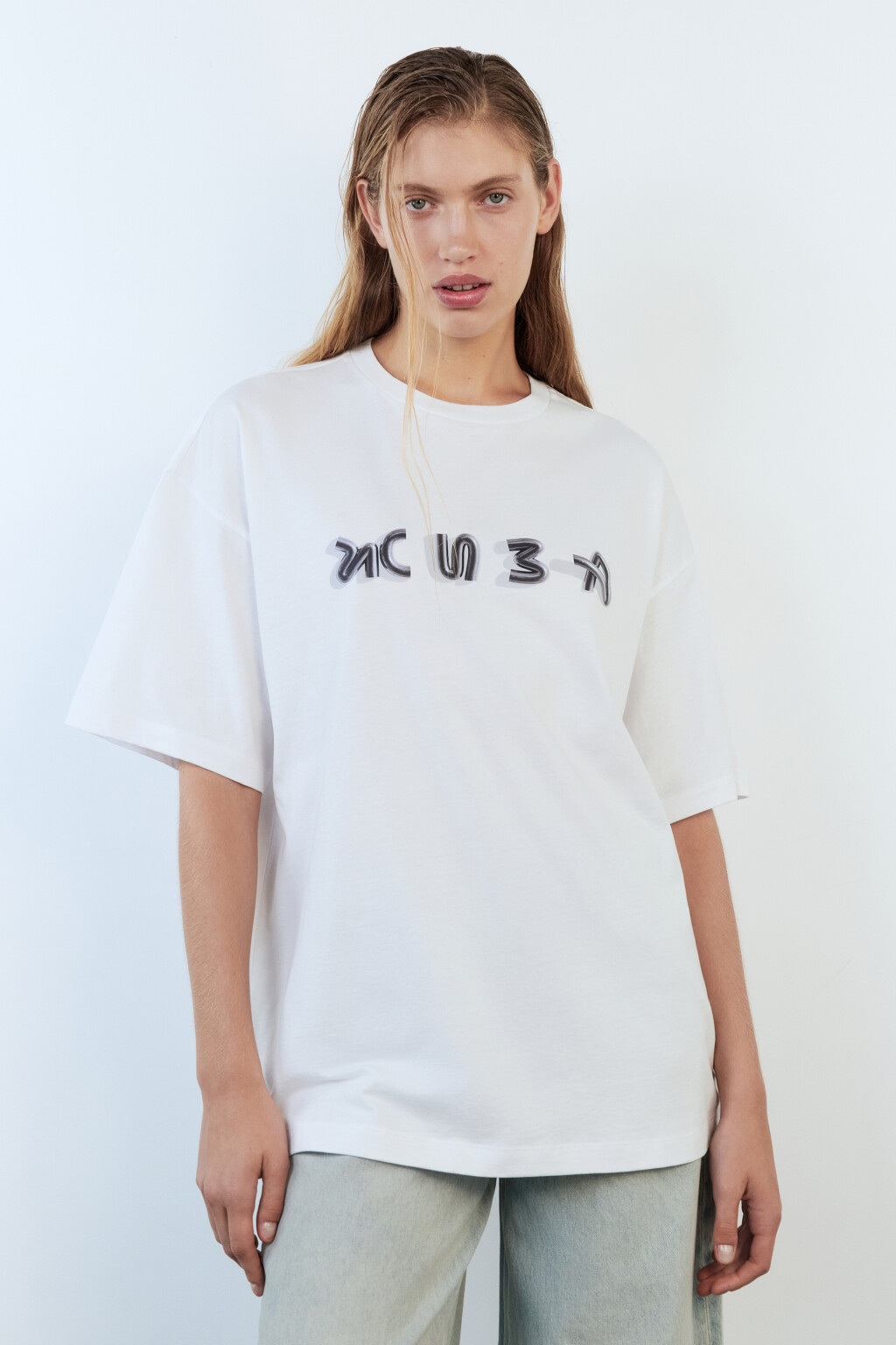 Футболка хлопковая с надписью - цвет белый - 2