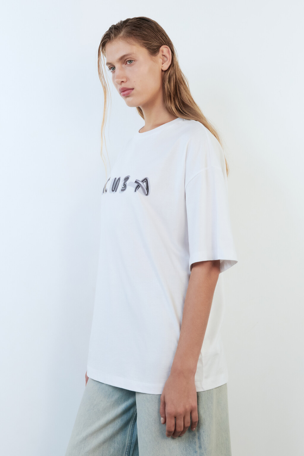 Футболка хлопковая с надписью - цвет белый - 3