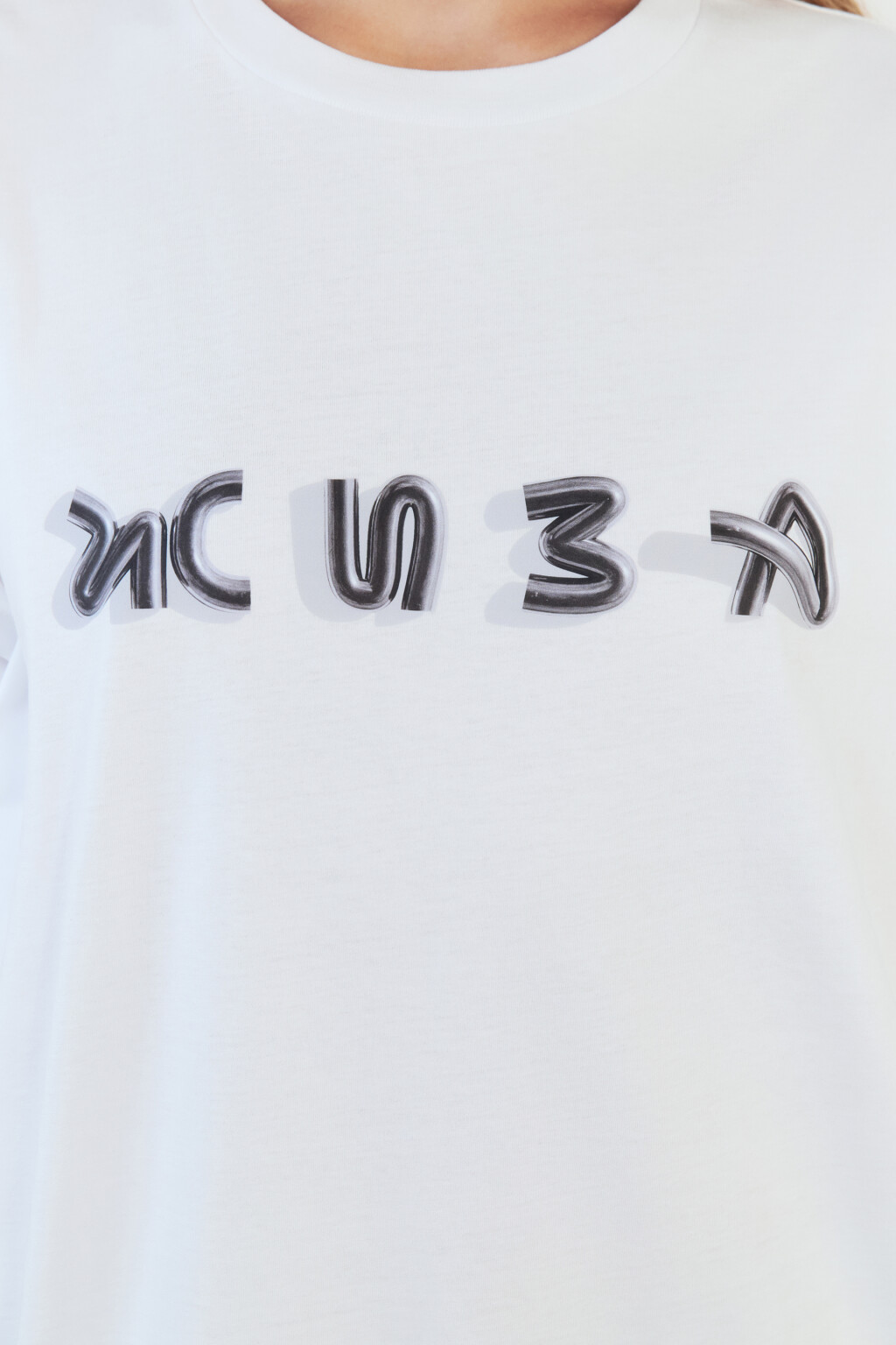 Футболка хлопковая с надписью - цвет белый - 6
