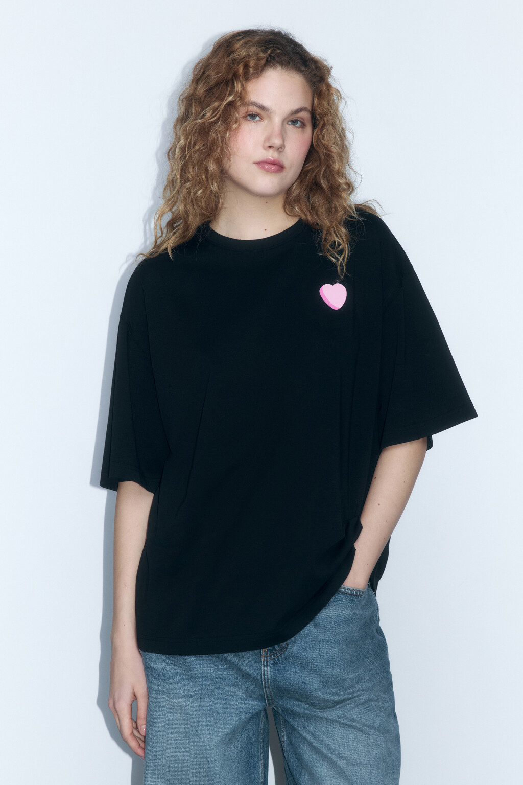 Футболка oversize хлопковая с принтом - цвет черный - 3