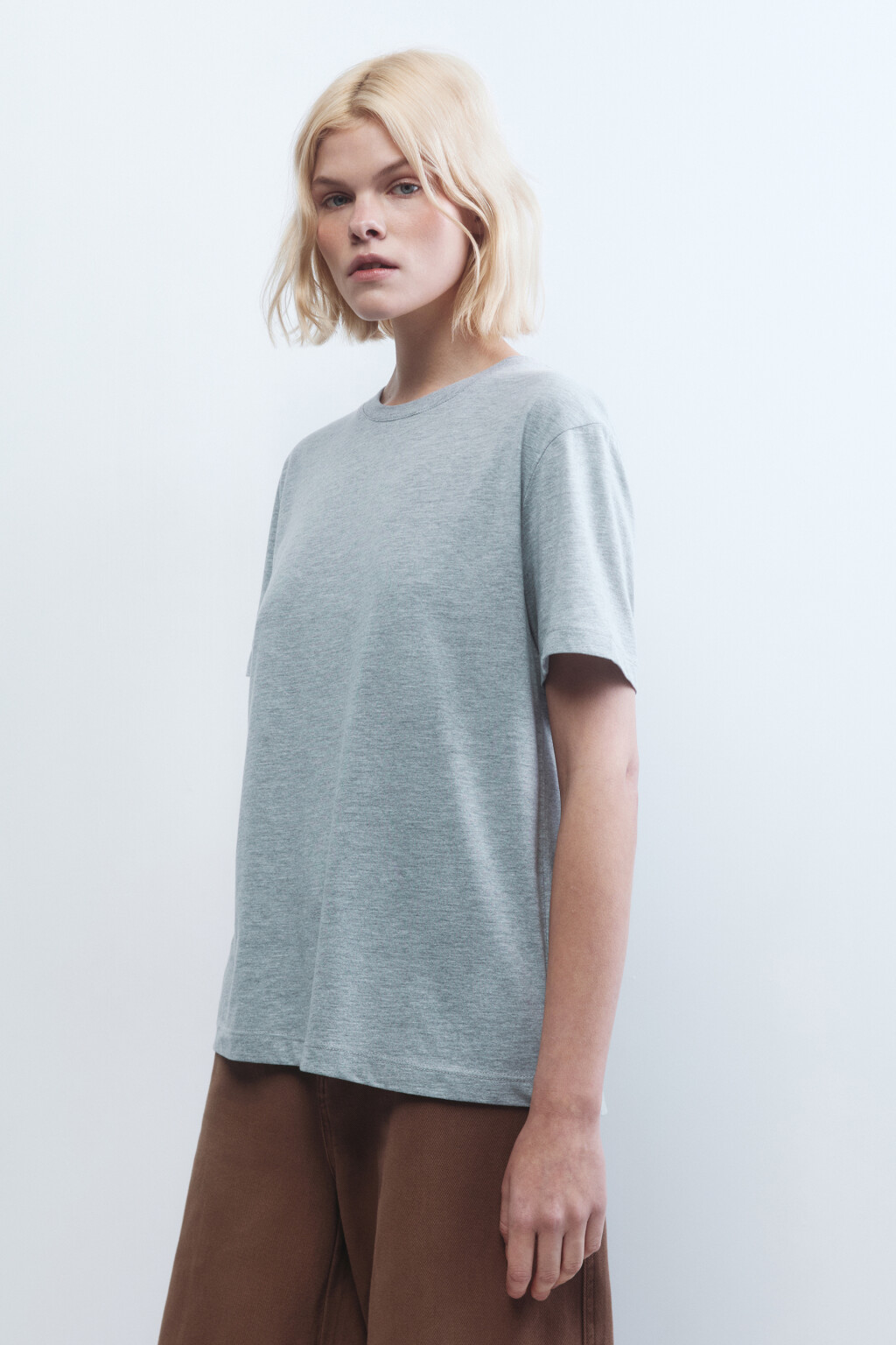 Футболка базовая меланжевая - цвет серый - 3