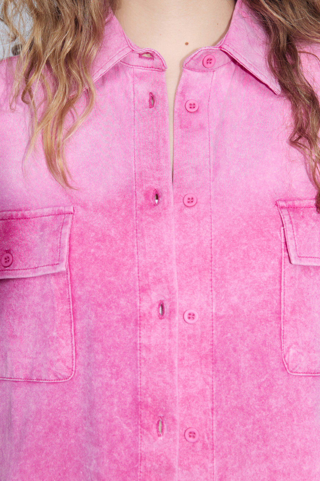 Рубашка из вареного трикотажа с градиентом - цвет розовый - 6