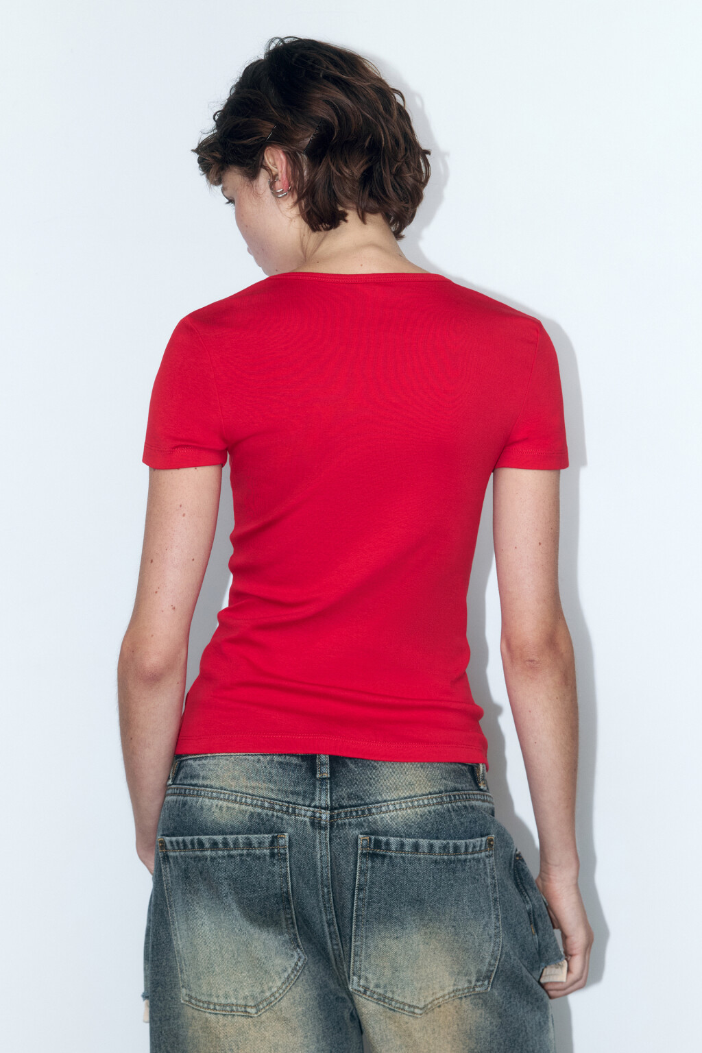 Футболка облегающая с принтом - цвет красный - 3