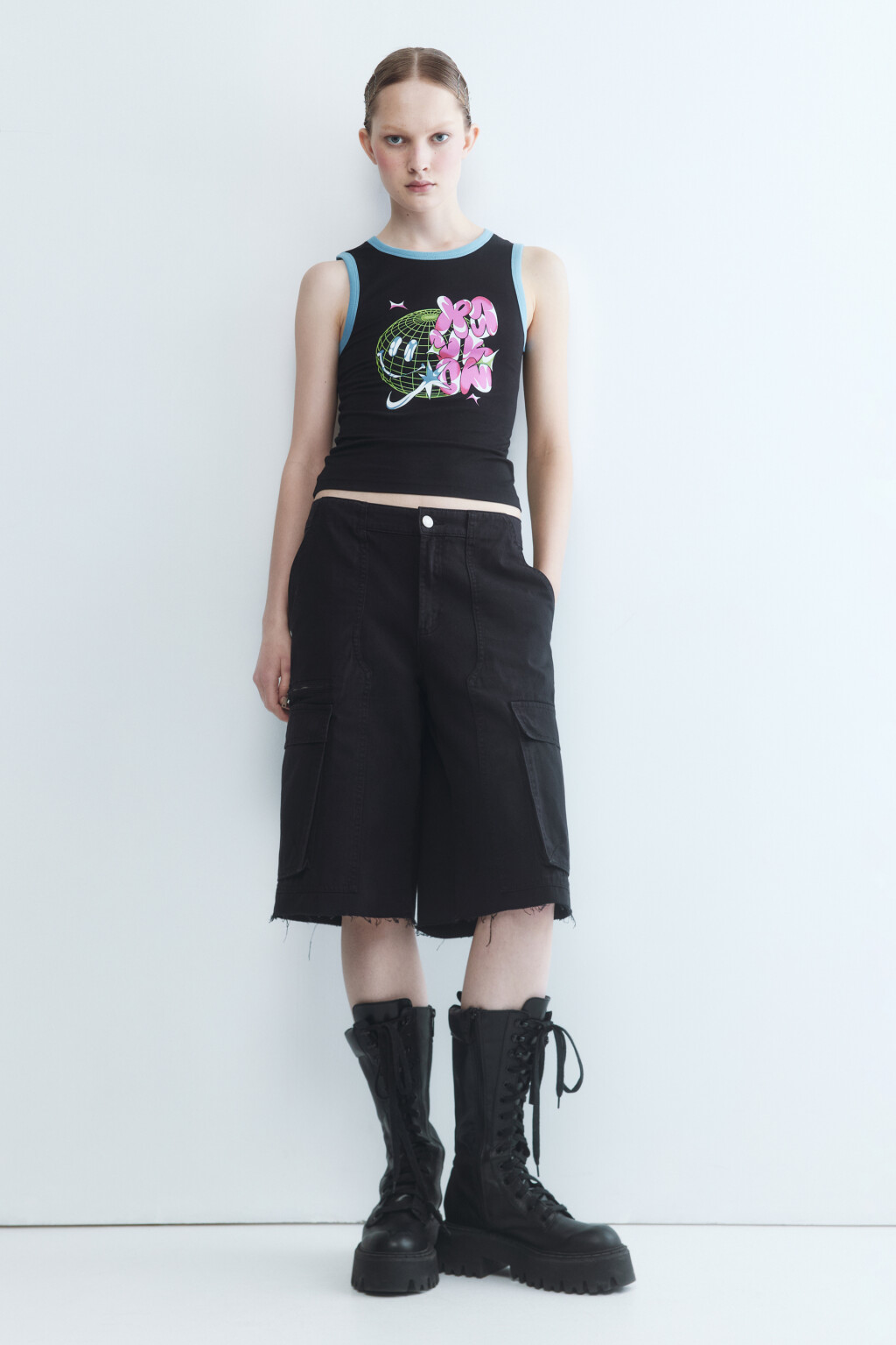 Майка хлопковая с принтом - цвет черный - 5