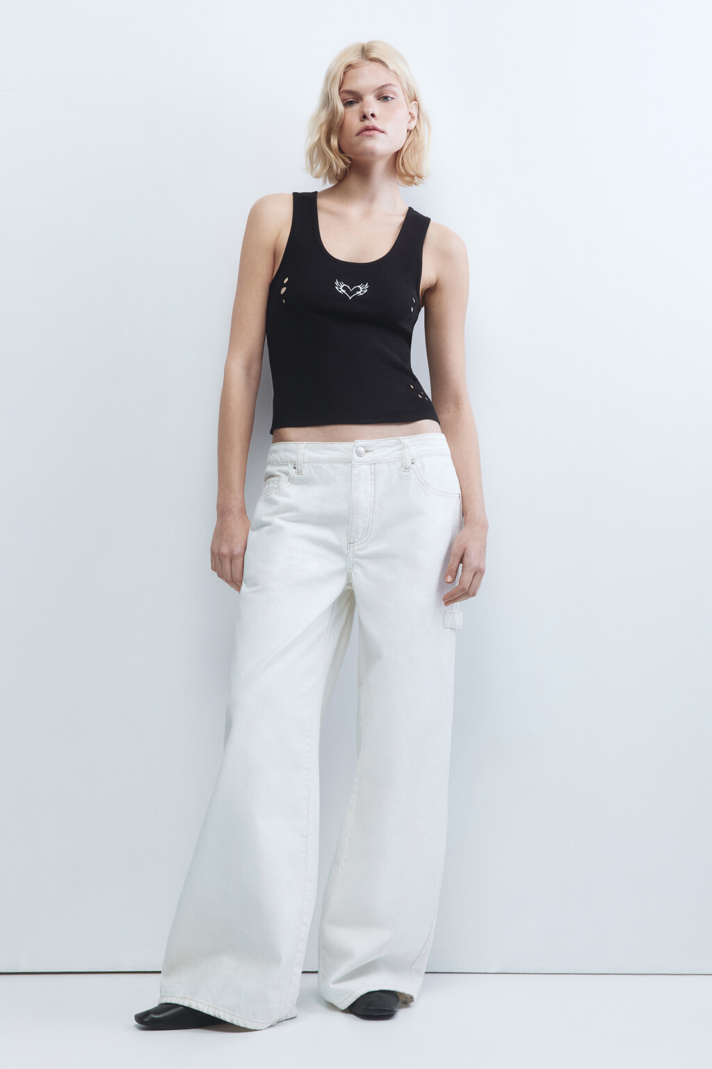 Майка с состаренным эффектом и принтом - цвет черный - 5