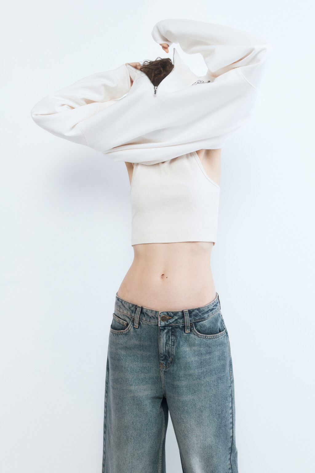 Майка-топ укороченная в рубчик - цвет бежевый - 1