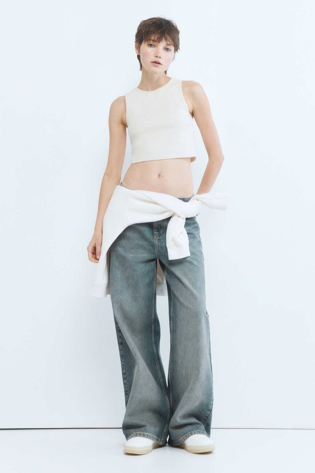 Майка-топ укороченная в рубчик - цвет бежевый - 5