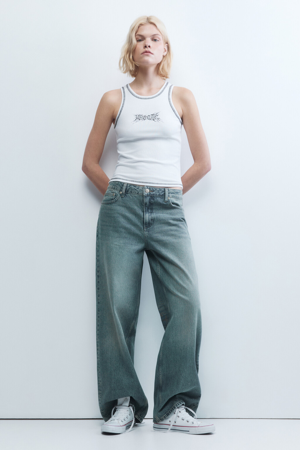 Майка хлопковая с принтом - цвет белый - 5