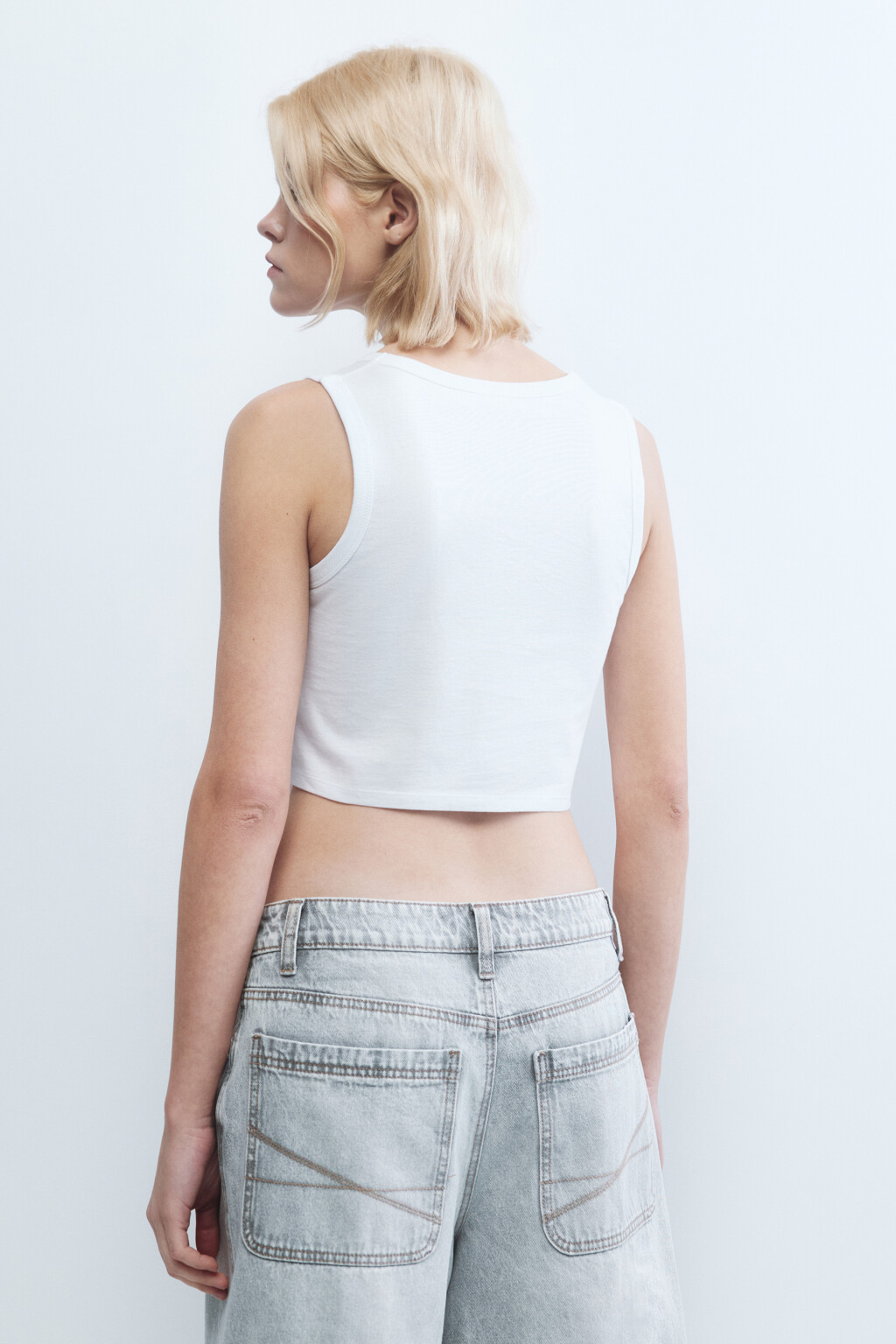 Майка с принтом и асимметричным низом - цвет белый - 4