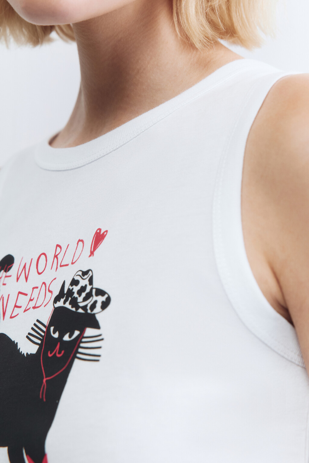 Майка с принтом и асимметричным низом - цвет белый - 7