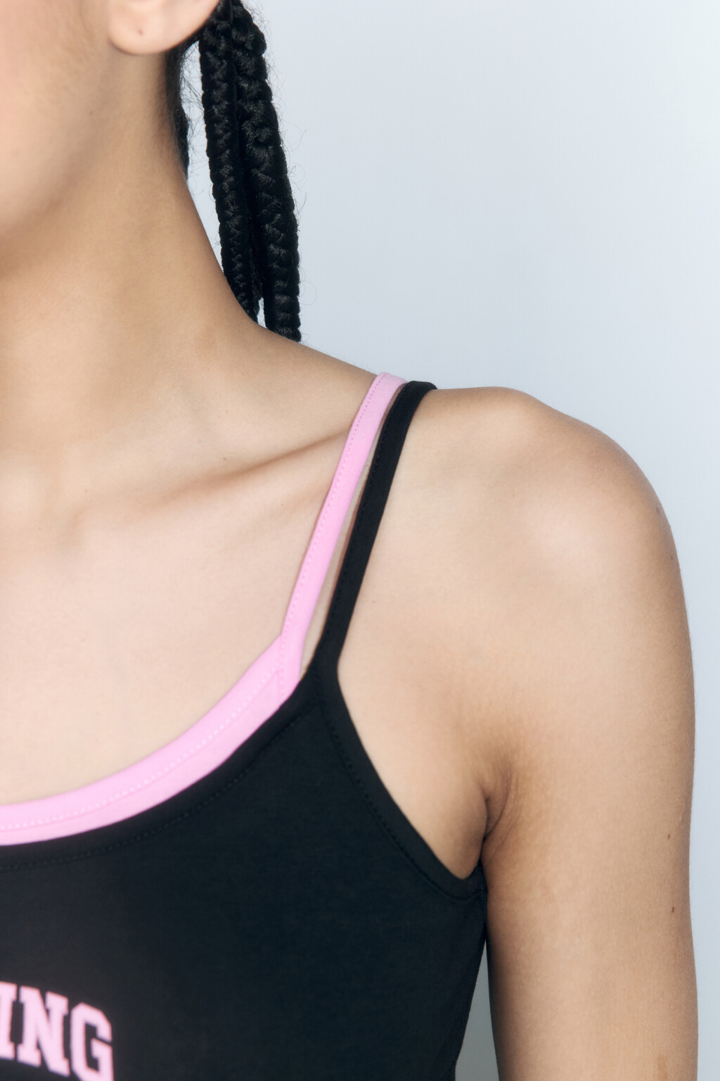 Майка на бретельках двуслойная с надписью - цвет черный - 7