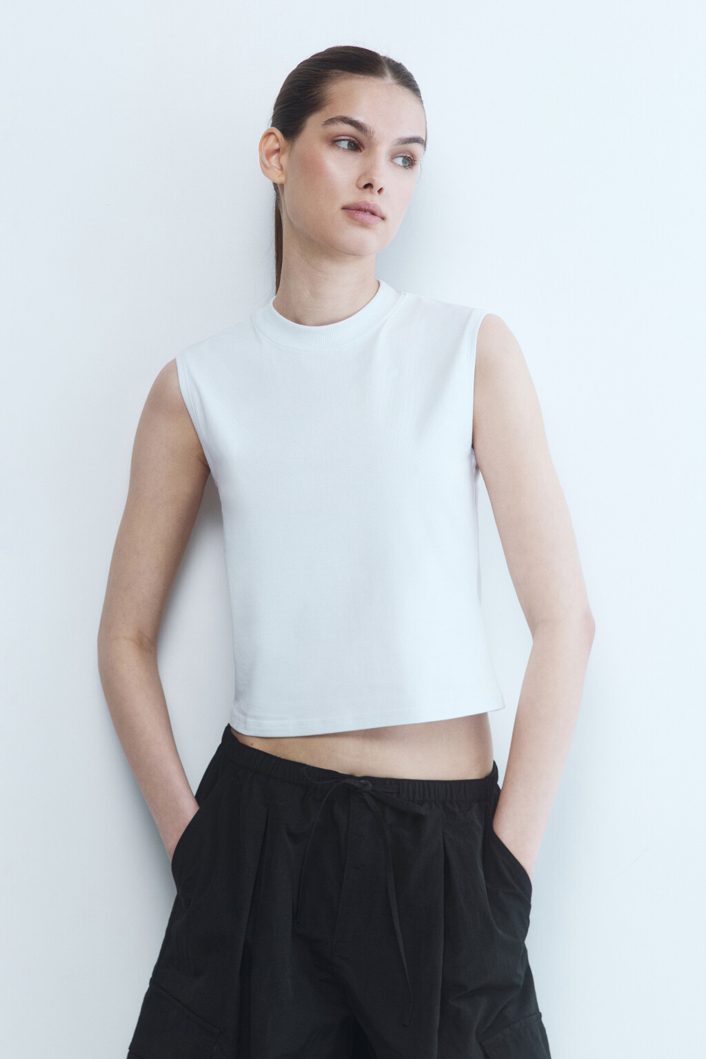 Майка хлопковая свободная - цвет белый - 2