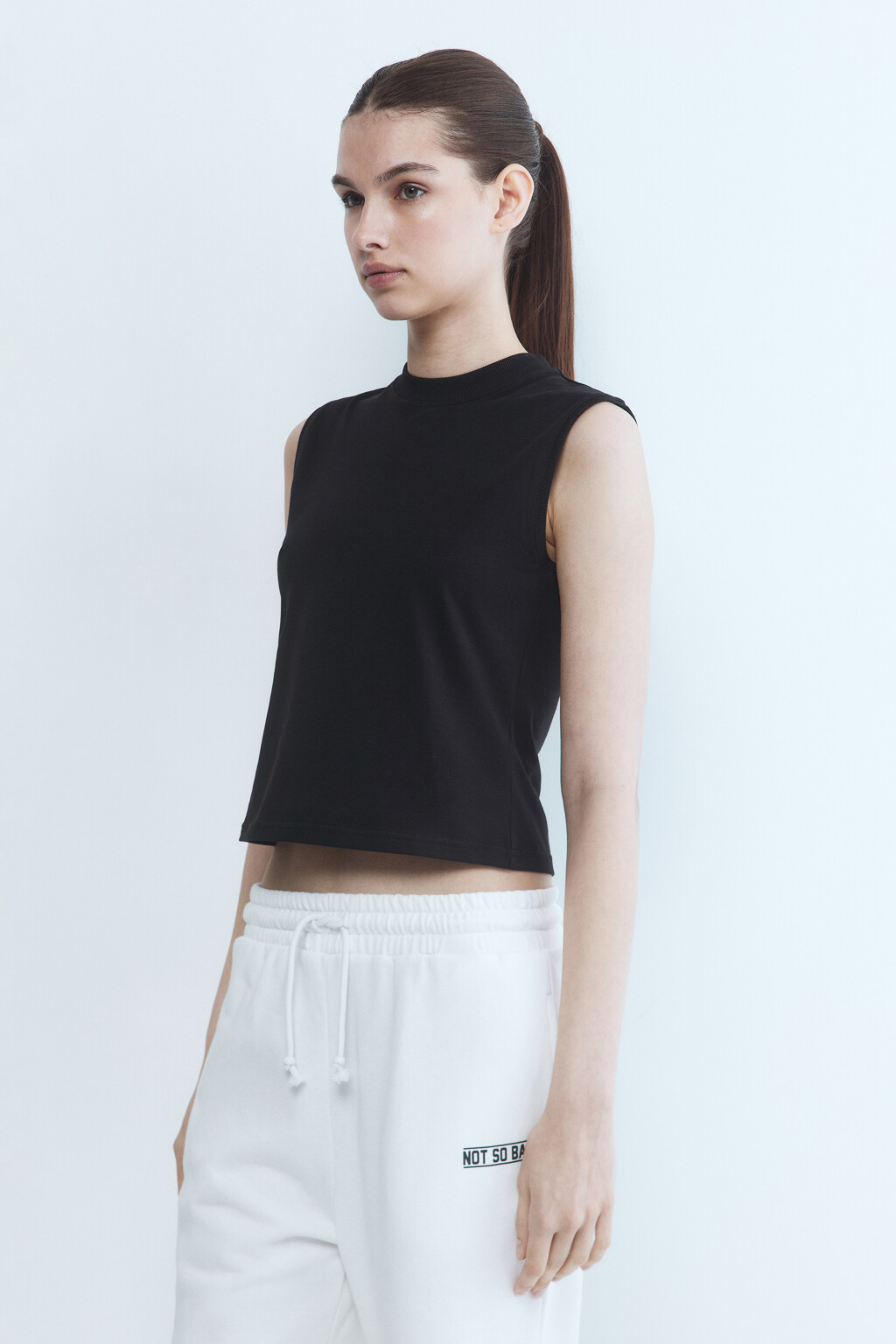 Майка хлопковая свободная - цвет черный - 3