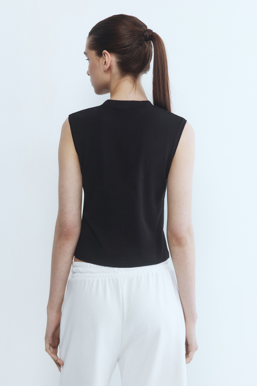 Майка хлопковая свободная - цвет черный - 4