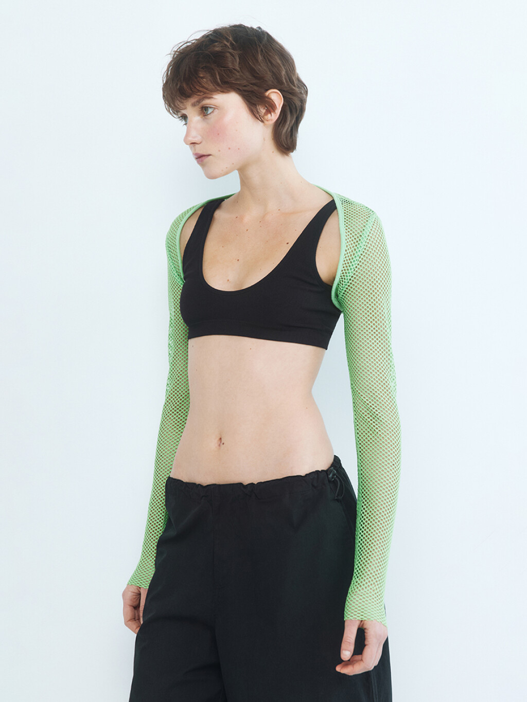 Болеро короткое из сетки - цвет зеленый - 3