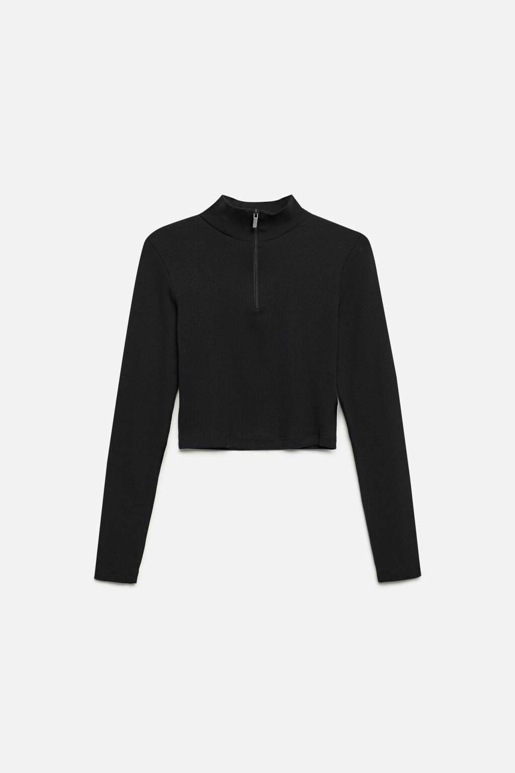 Лонгслив облегающий с воротником-стойкой - цвет черный - 9