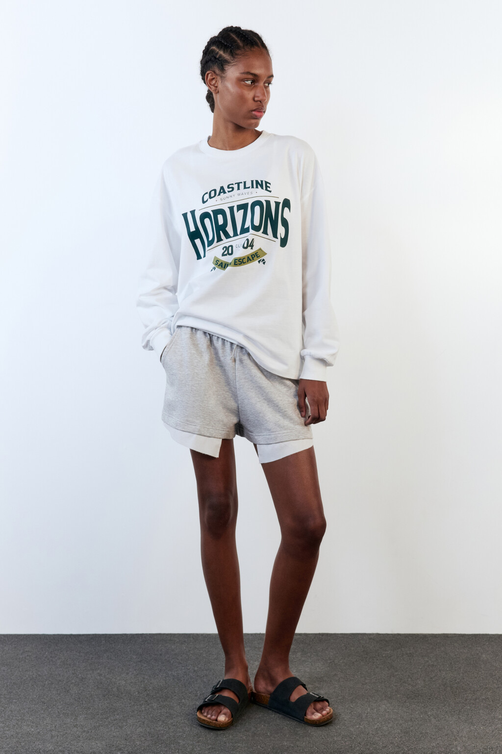 Лонгслив oversize хлопковый с принтом - цвет белый - 6