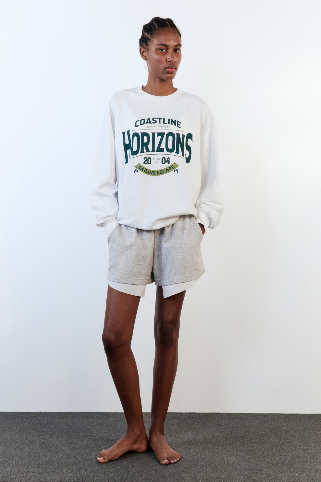 Лонгслив oversize хлопковый с принтом - цвет белый - 7