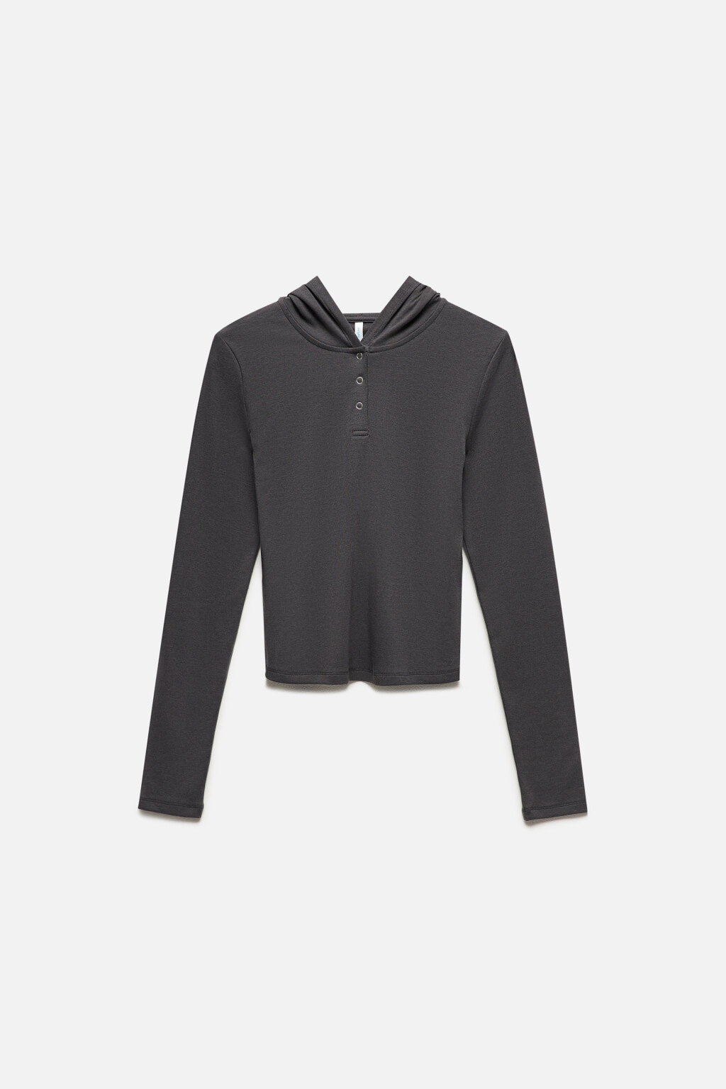 Лонгслив облегающий с капюшоном - цвет серый - 9