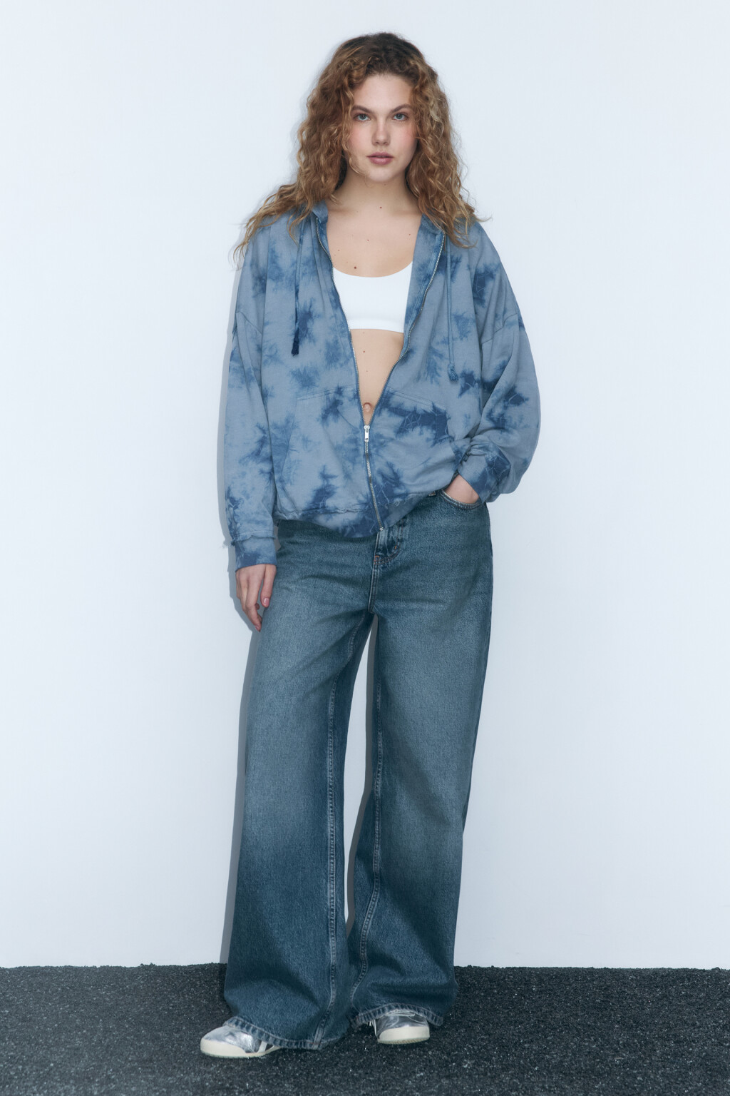 Толстовка на молнии с вареным эффектом - цвет синий - 6