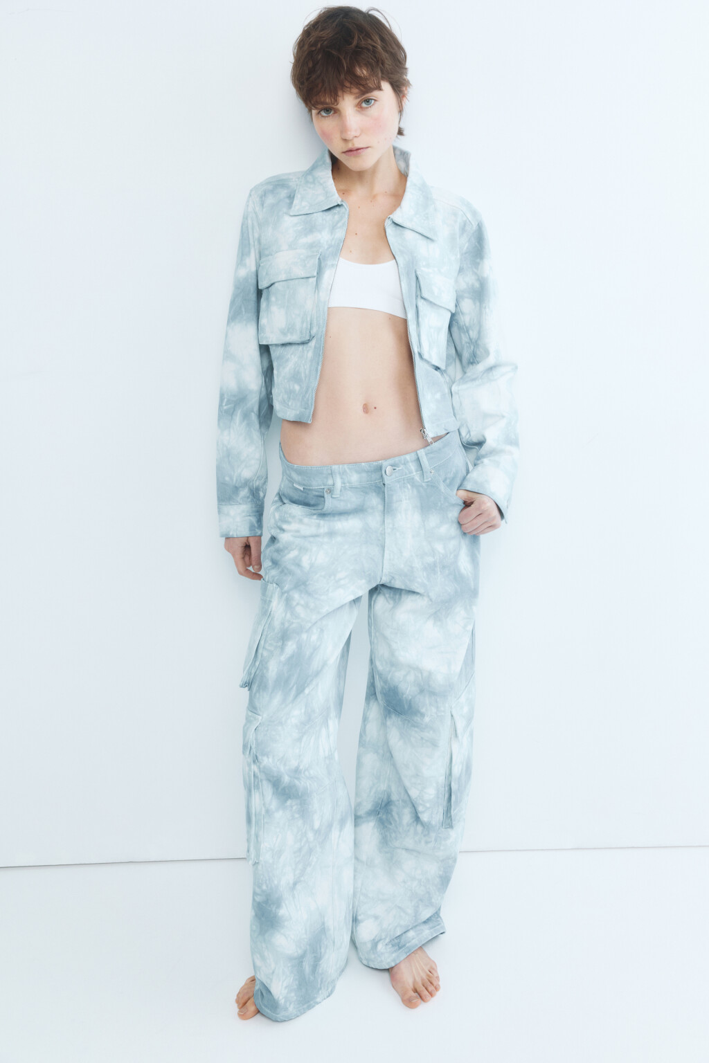 Джинсы-карго с низкой посадкой - цвет голубой - 1