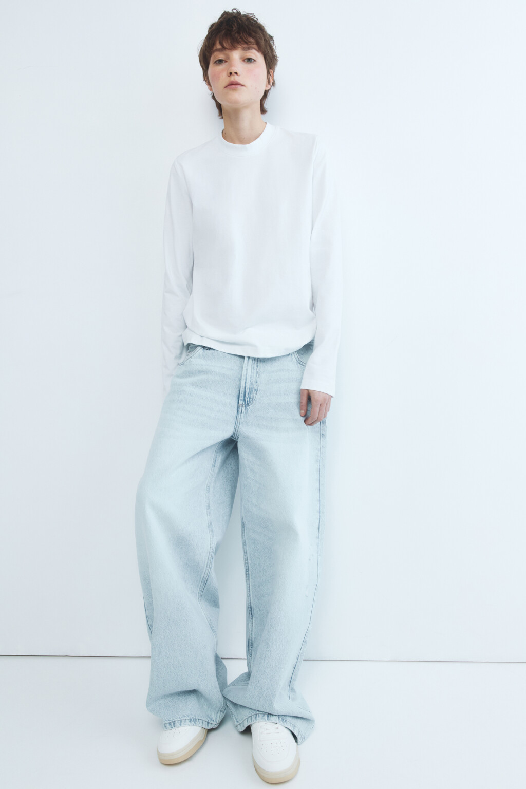 Джинсы wide широкие с потертостями - цвет голубой - 1