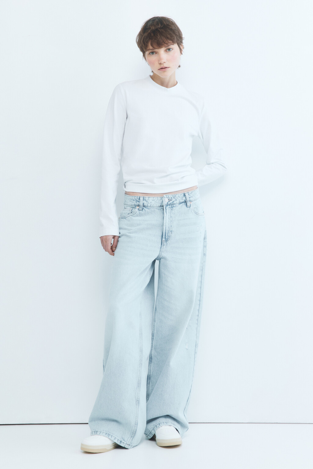 Джинсы wide широкие с потертостями - цвет голубой - 5