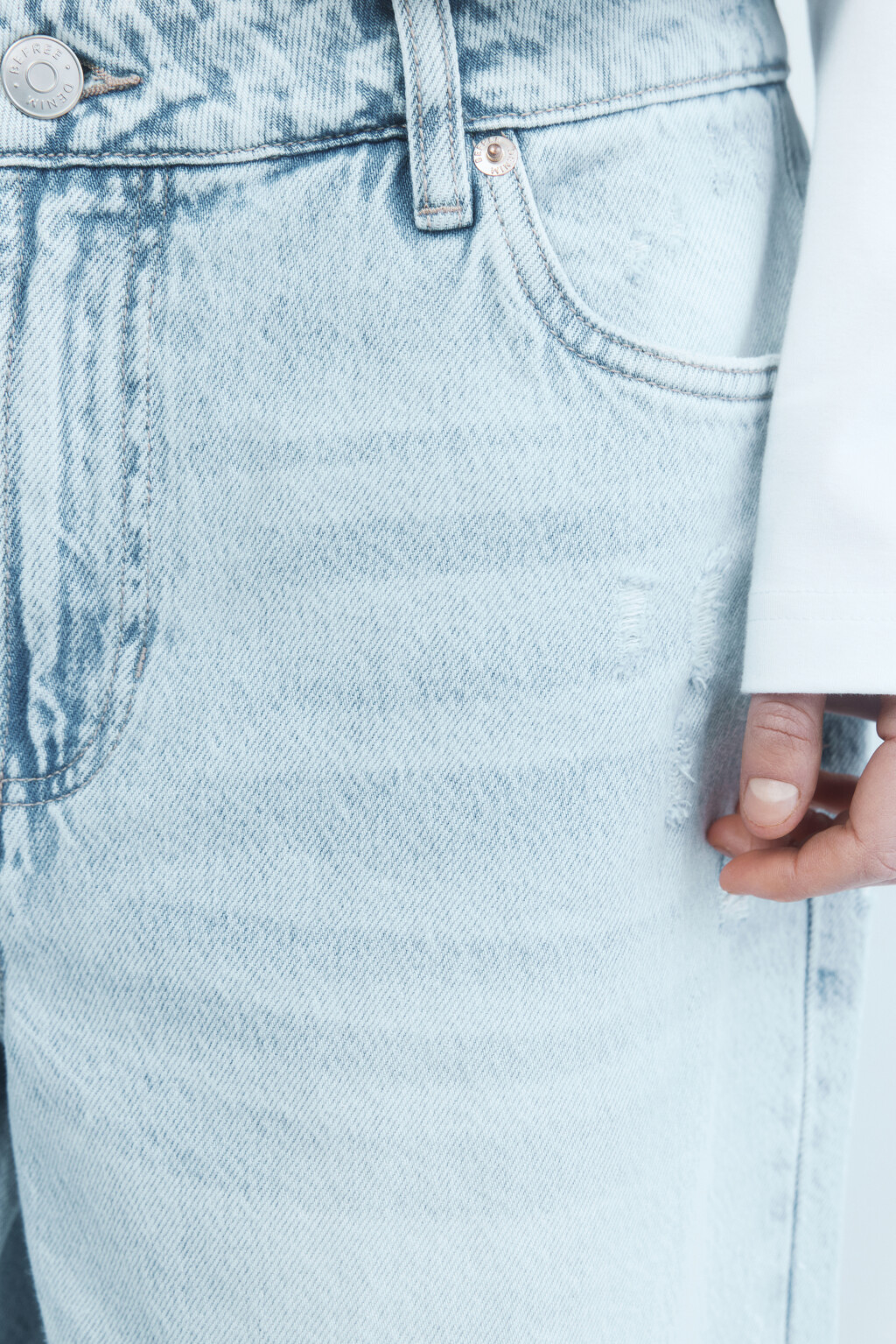 Джинсы wide широкие с потертостями - цвет голубой - 6