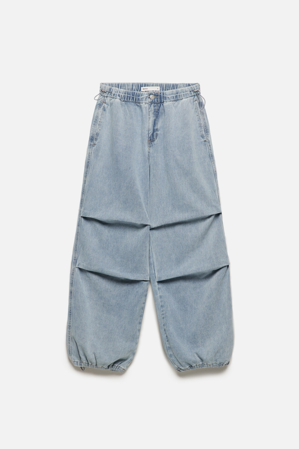 Джинсы-парашюты широкие с драпировками - цвет голубой - 8