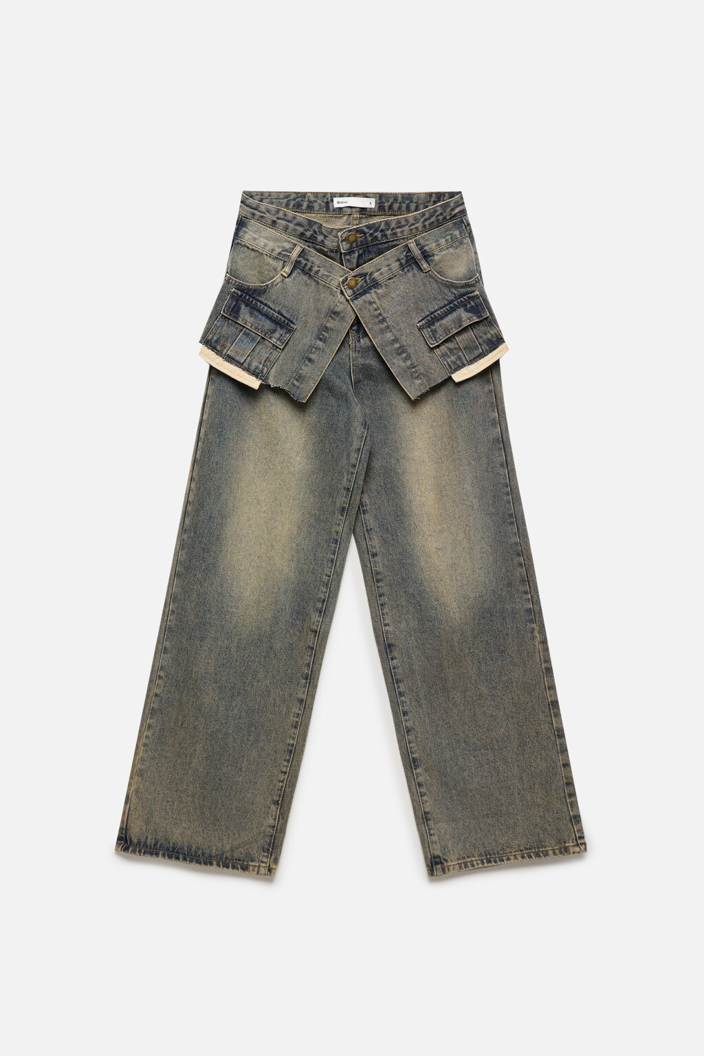 Джинсы wide широкие с имитацией юбки - цвет бордовый - 10