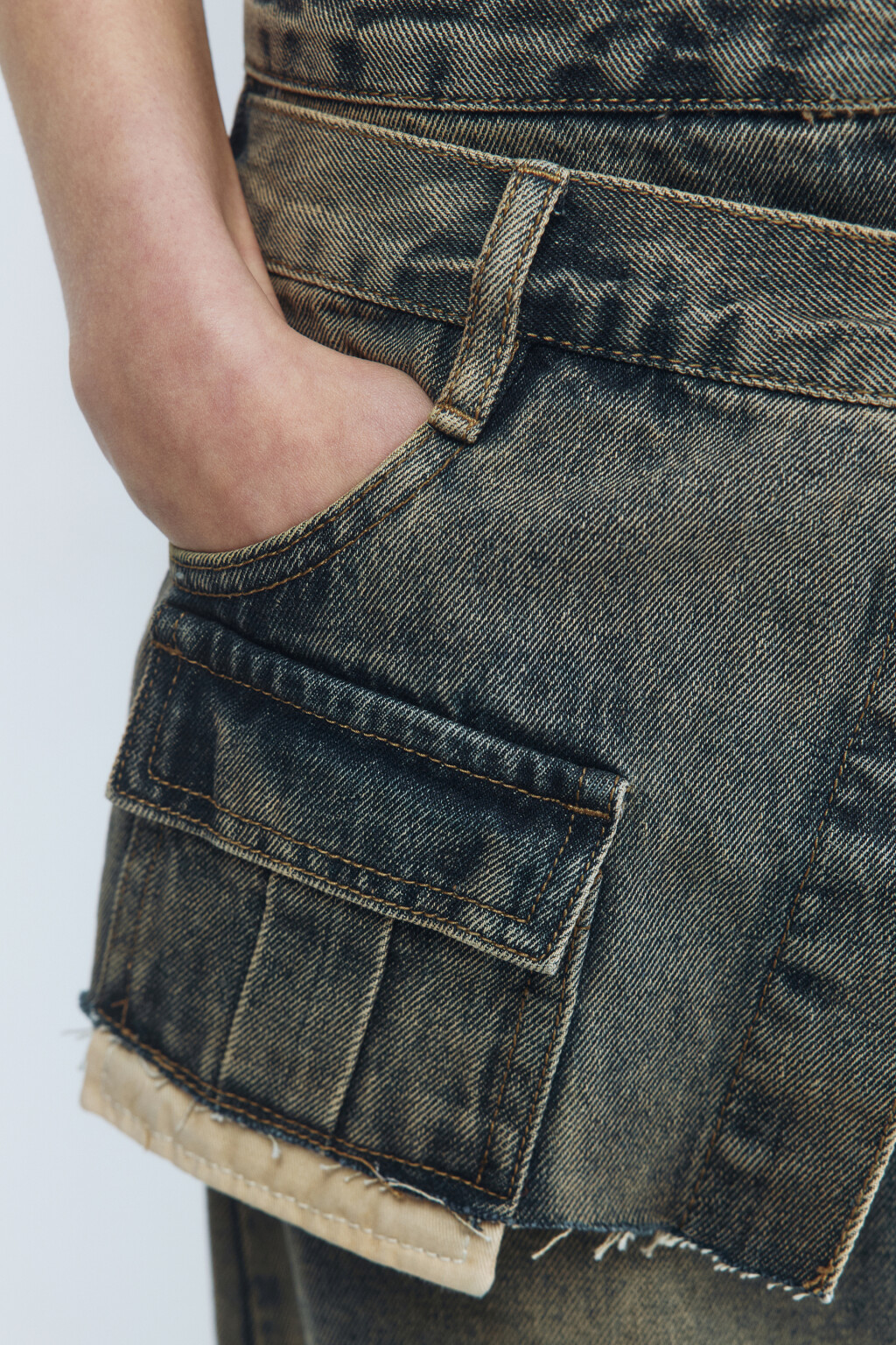 Джинсы wide широкие с имитацией юбки - цвет бордовый - 8