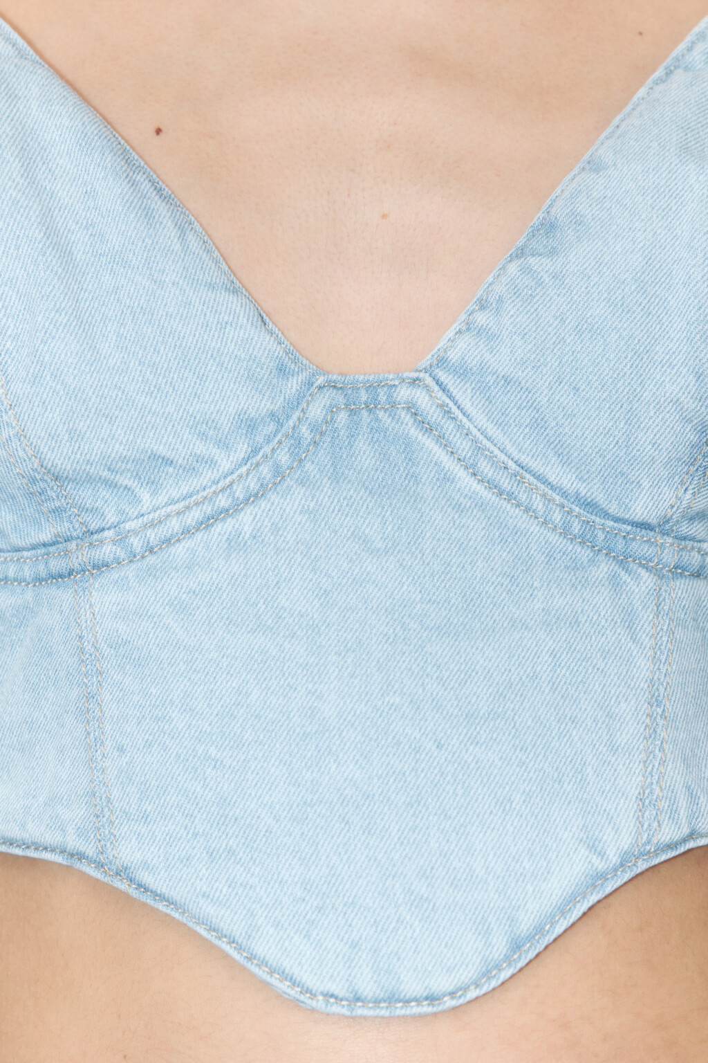 Топ-корсет джинсовый на тонких бретельках - цвет голубой - 7