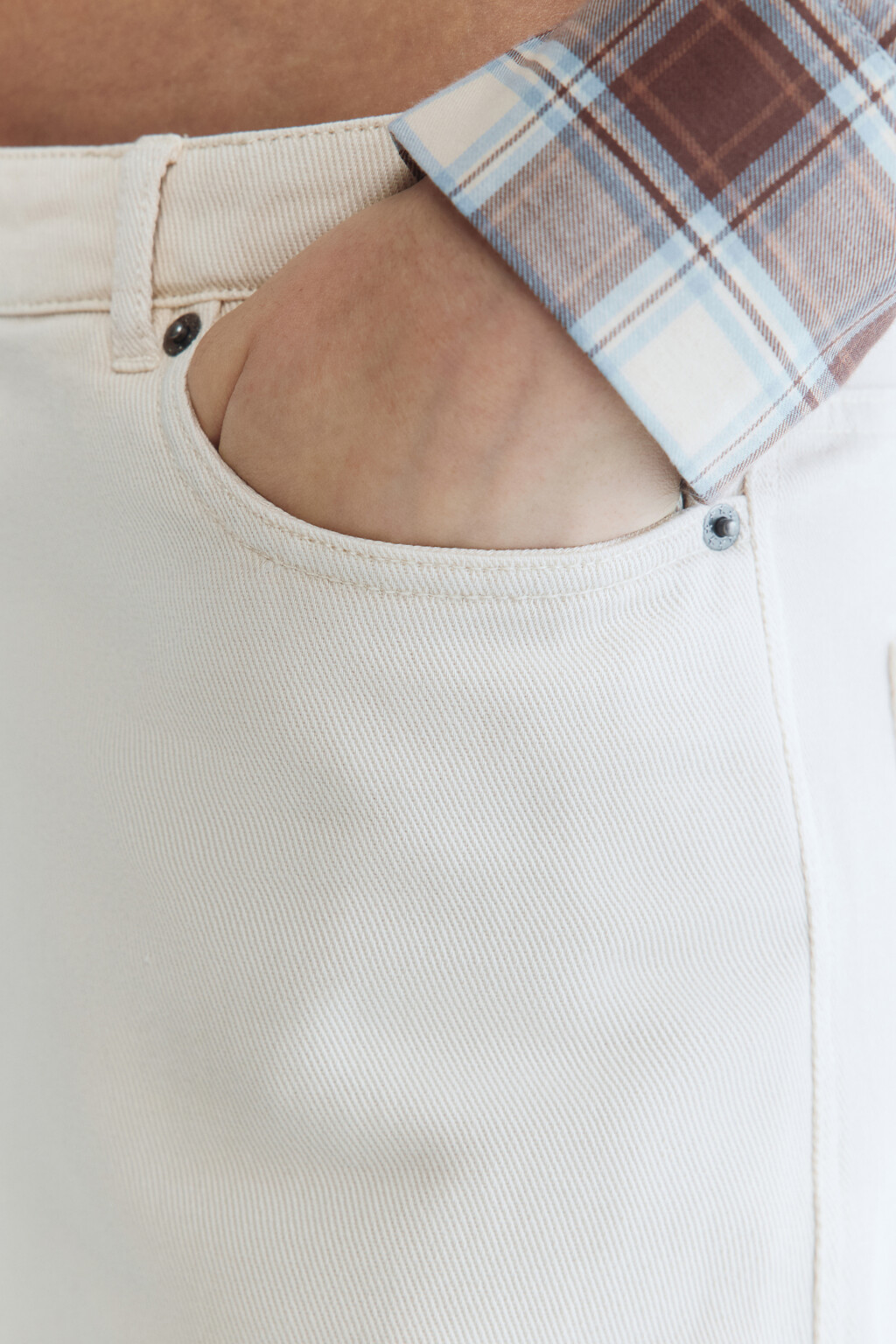 Брюки baggy fit широкие из твила - цвет бежевый - 7