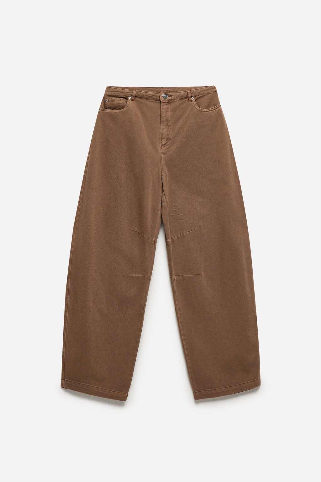 Брюки baggy fit широкие из твила - цвет коричневый - 8