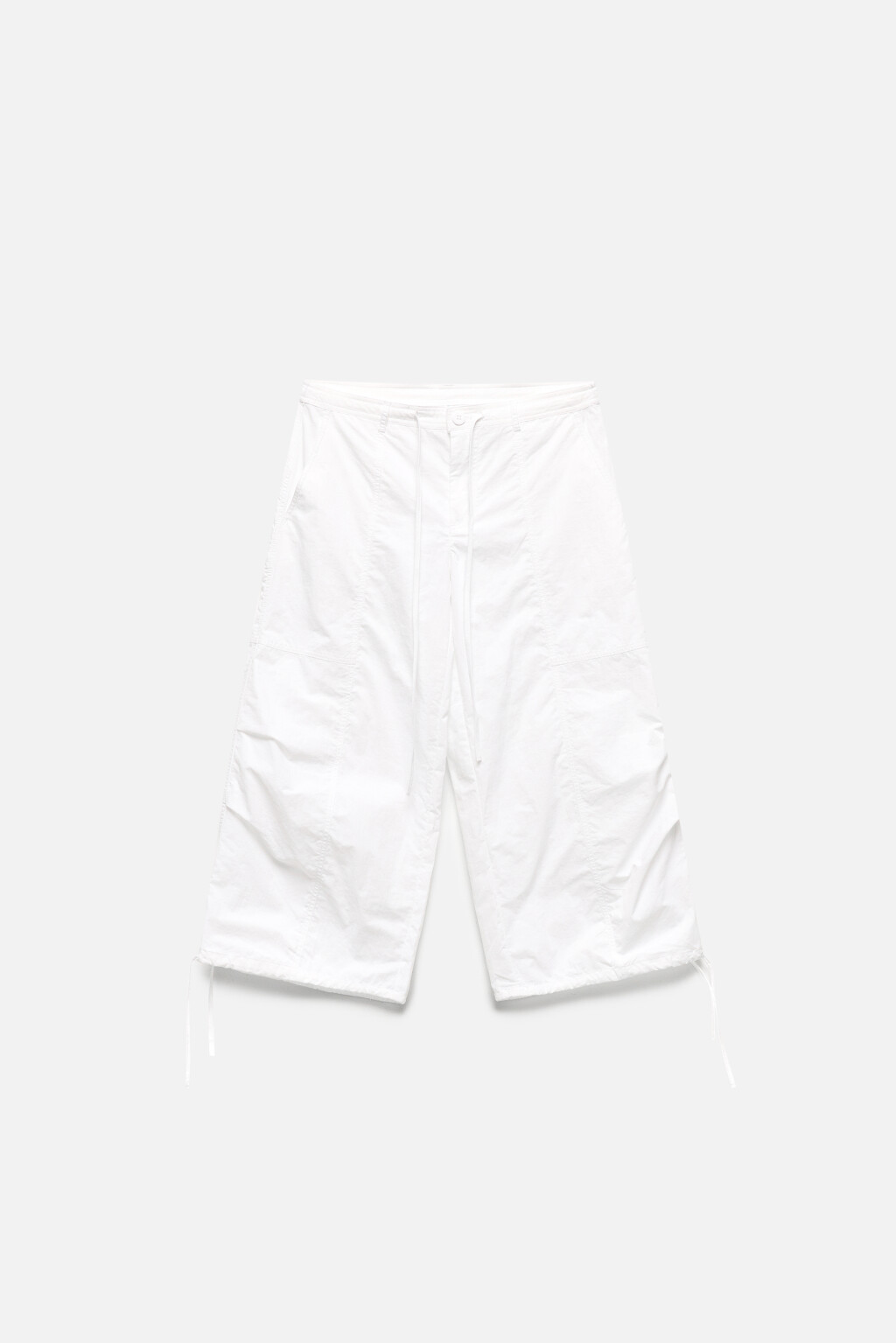 Брюки-капри широкие из нейлона - цвет белый - 9