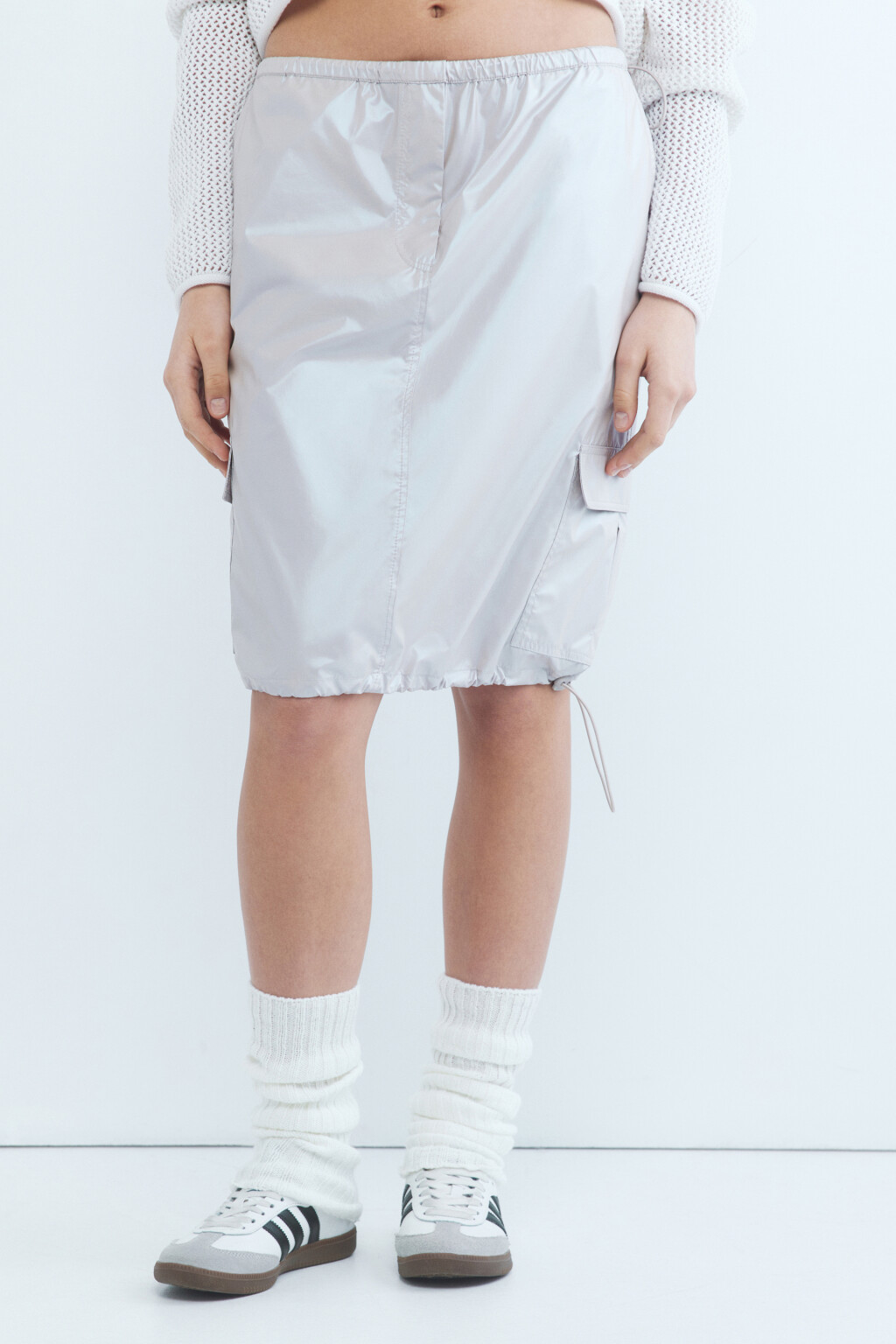 Юбка-парашют миди с неоновым эффектом - цвет серый - 2