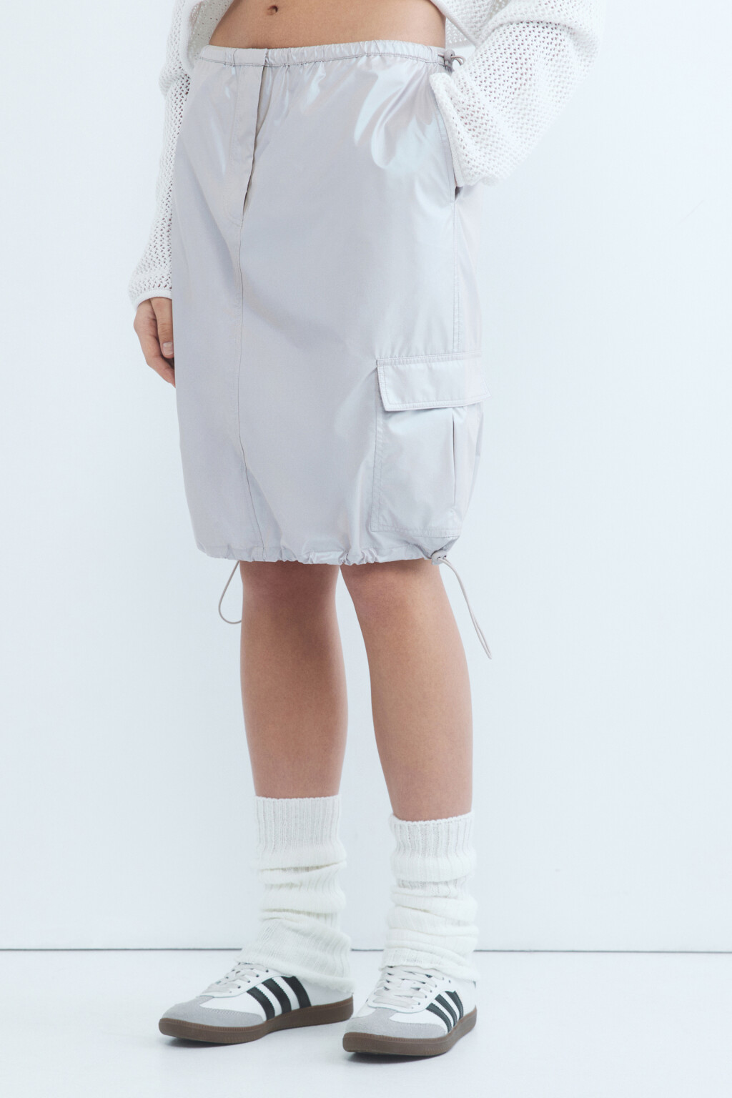 Юбка-парашют миди с неоновым эффектом - цвет серый - 3