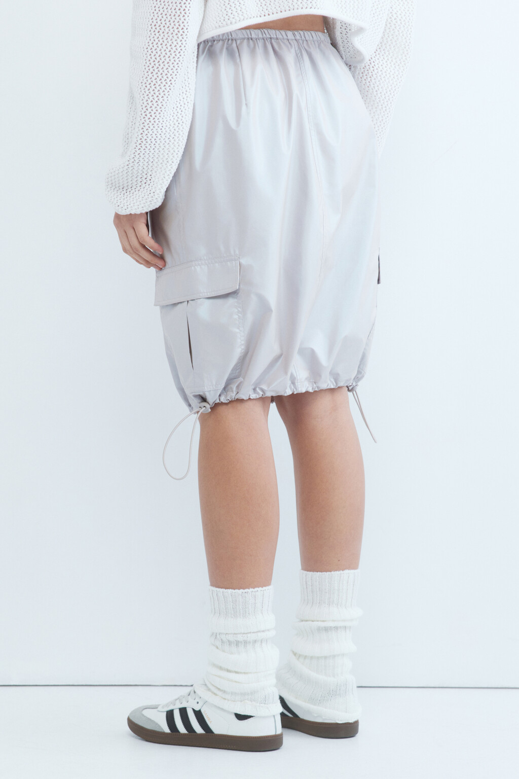 Юбка-парашют миди с неоновым эффектом - цвет серый - 4