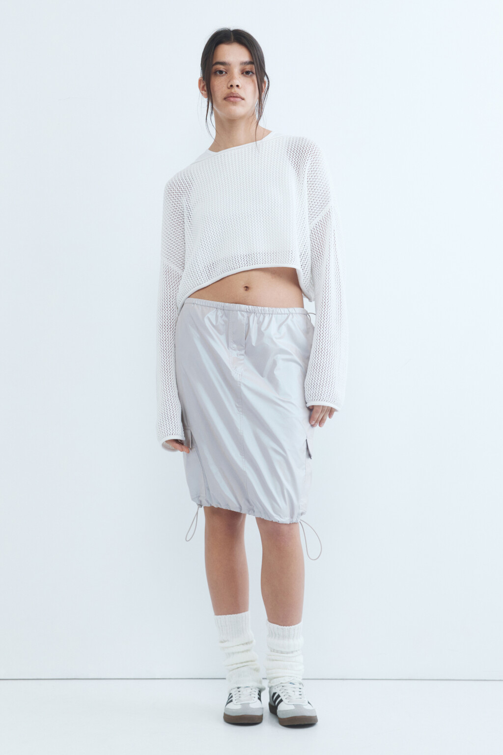 Юбка-парашют миди с неоновым эффектом - цвет серый - 5