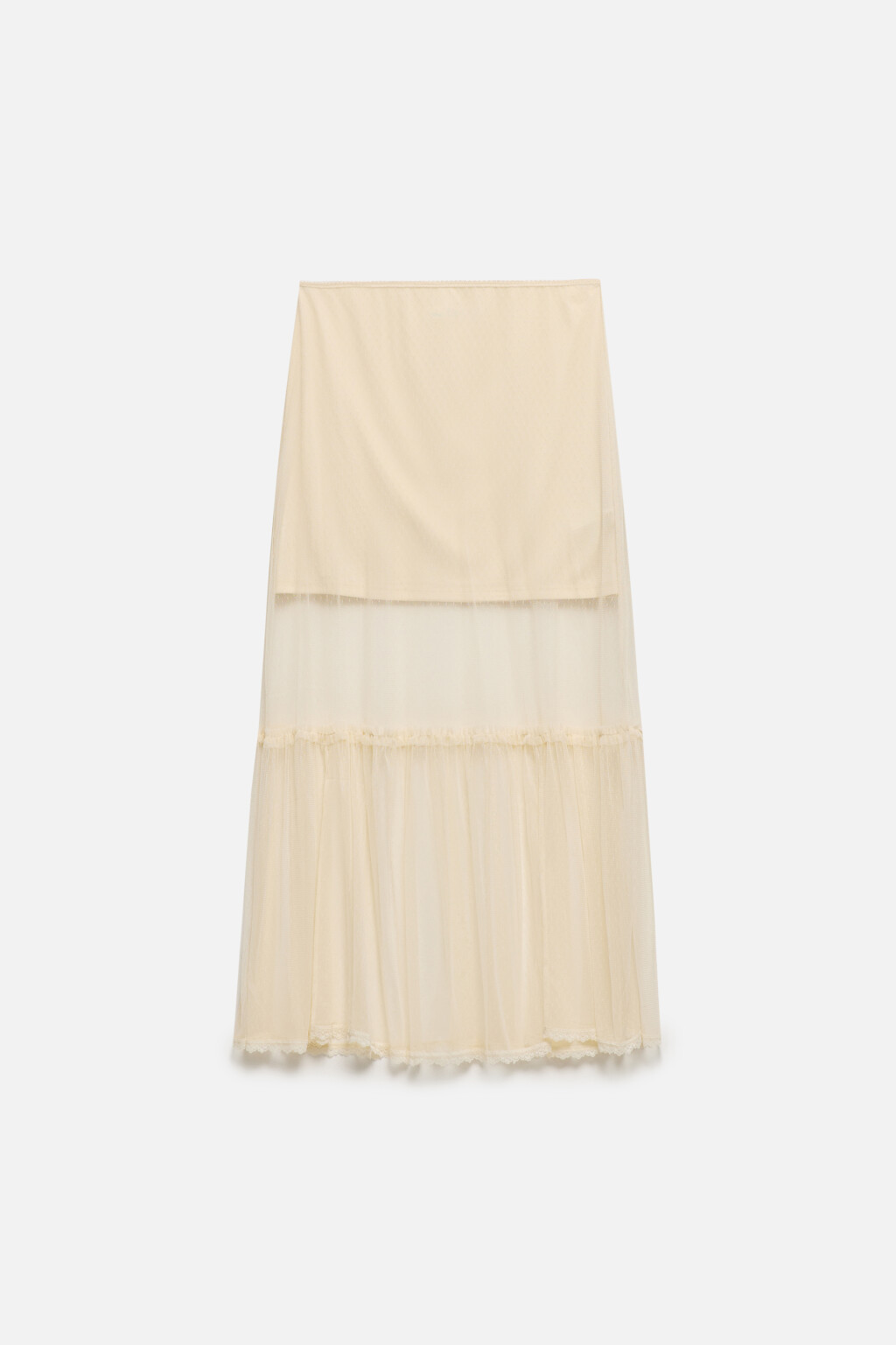 Юбка макси из сетки с короткой подкладкой - цвет бежевый - 8