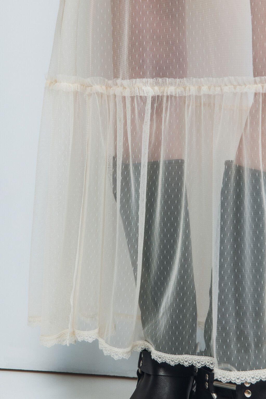 Юбка макси из сетки с короткой подкладкой - цвет бежевый - 6