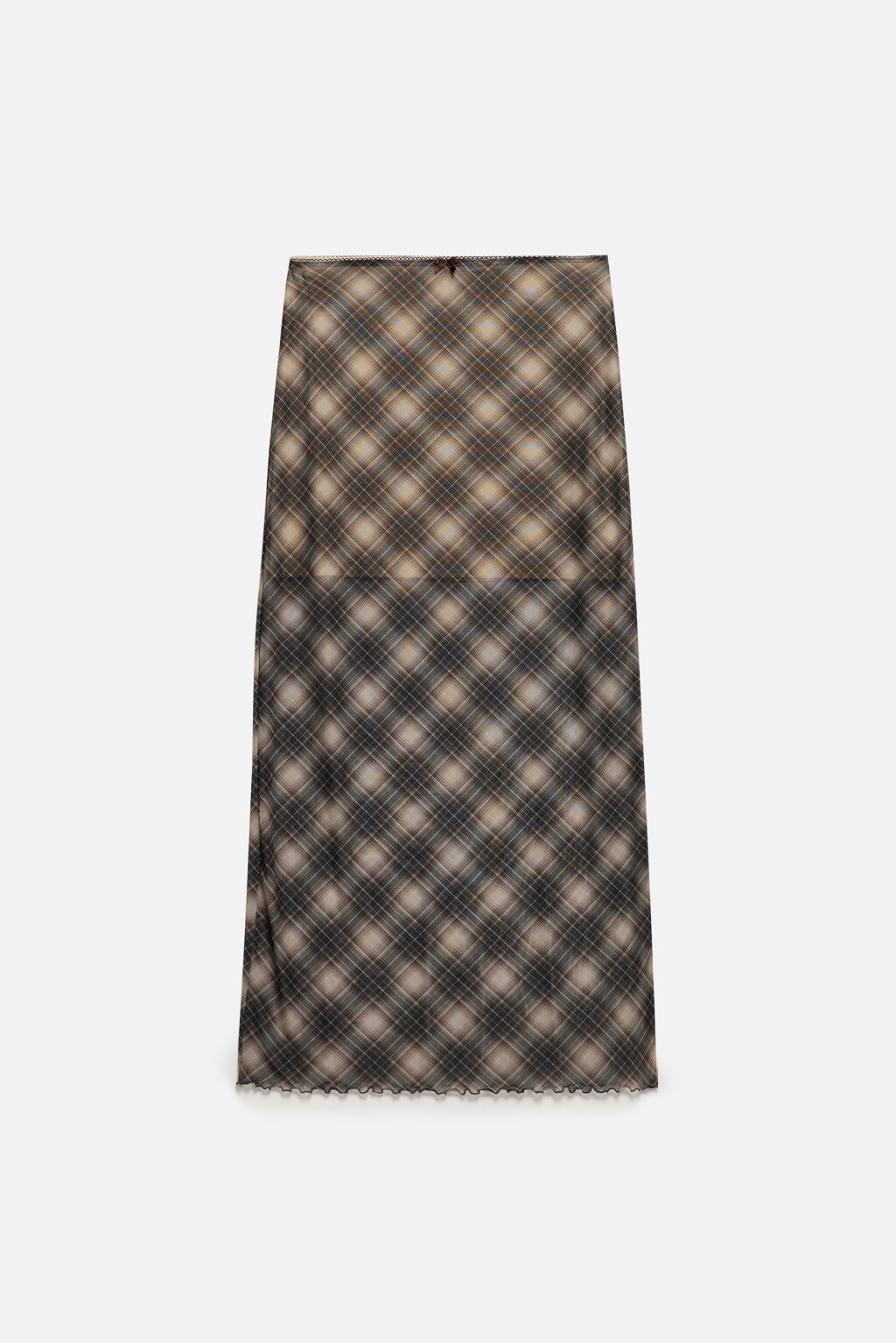 Юбка макси прямая из сетки с принтом - цвет бежевый - 8