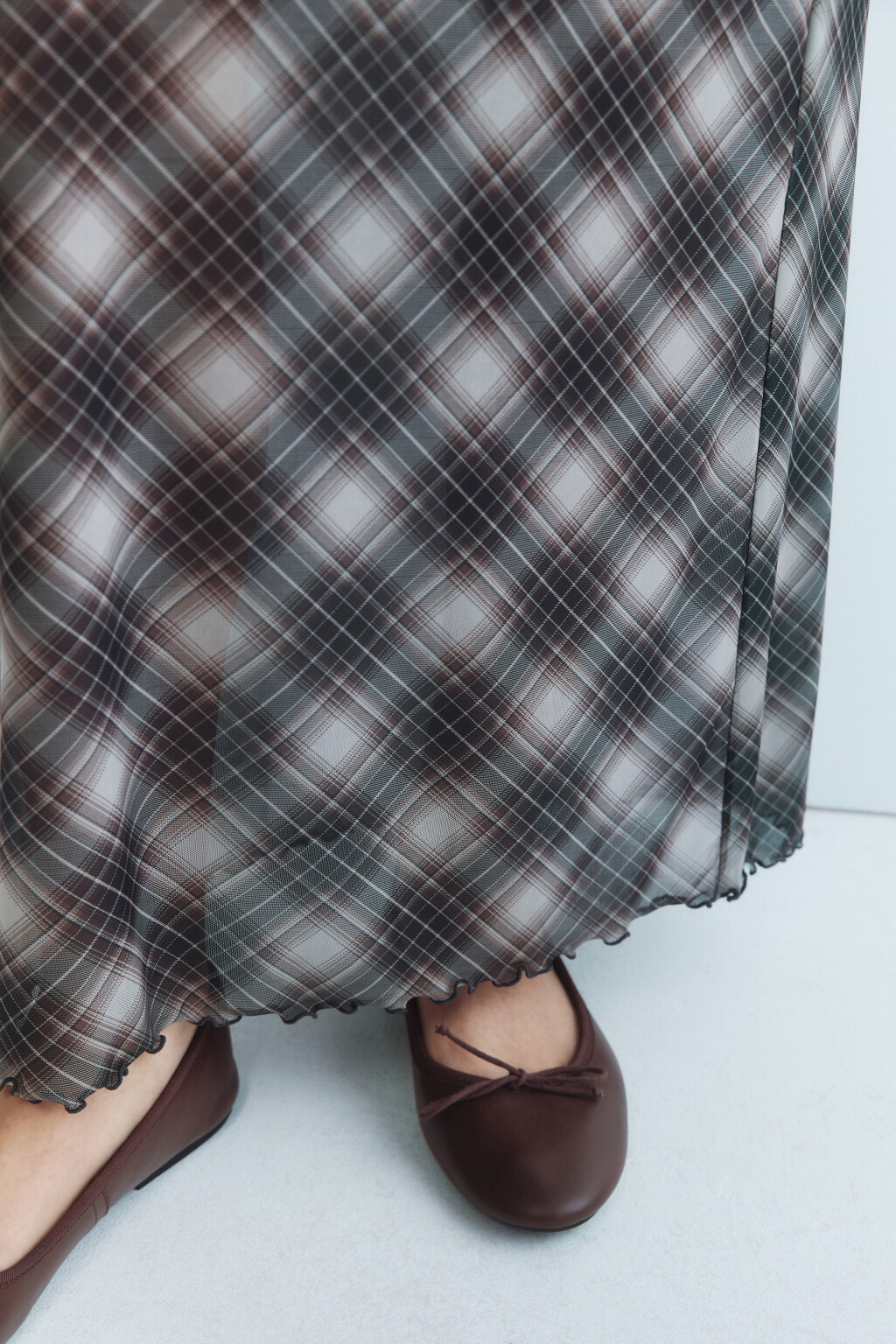 Юбка макси прямая из сетки с принтом - цвет бежевый - 7